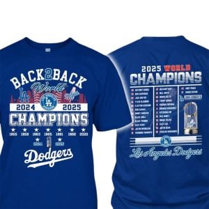 2025 Dodgers Back 2 Back World Champions 2 Sided Shirt