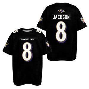 Ravens Lamar Jackson 8 Waffle T-shirt 1 Ravens Lamar Jackson 8 Waffle T shirt1