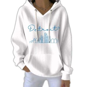 Detroit Football Skyline Pit Striped Hoodie1