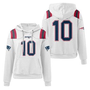 Patriots Drake Maye 10 Waffle Hoodie3