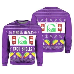 2025 Jingle Bells Taco Shells Fire Ugly Christmas Sweater 1