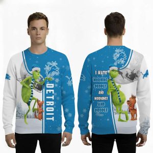 Lions Funny Grnch I Hate Morning People Ugly Christmas Sweater