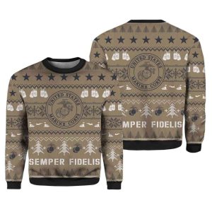 2025 Christmas USMC Semper Fi Ugly Sweater 1
