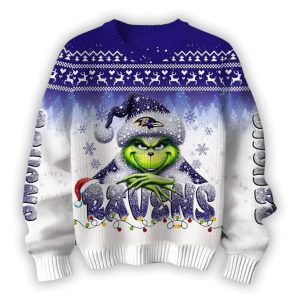 2025 Ravens x The Grnch Christmas Edition Ugly Sweater