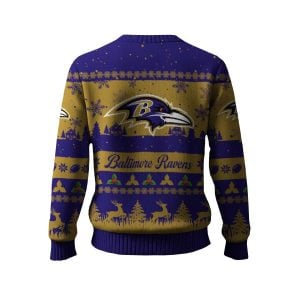 2025 Ravens Reindeer Christmas Tree Pattern Ugly Sweater1
