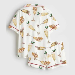 Christmas Bubbly And Bright Gingerbread Cocktail Champagne Lover Pajama Set1
