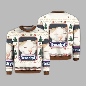 Benadryl Cat Meme Christmas Ugly Sweater 2