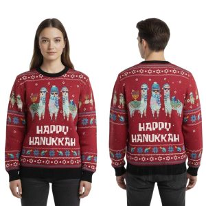 2025 Funny Llama Happy Hanukkah Christmas Ugly Sweater 1 Funny Llama Happy Hanukkah Christmas Ugly Sweater1