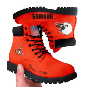 Personalized Browns Football Leather Boots2