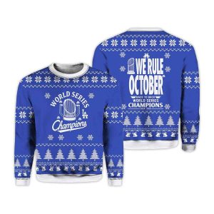 2025 Dodgers World Series We Rule October Back To Back Ugly Sweater 1