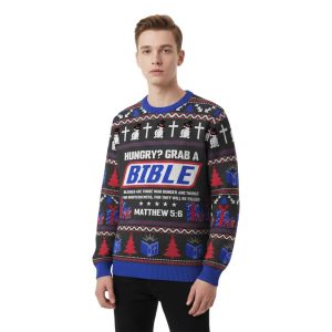 Hungry Grab A Bible Christian Ugly Christmas Sweater 1 Hungry Grab A Bible Christian Ugly Christmas Sweater1