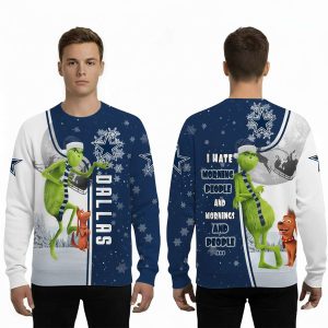 Cowboys Funny Grnch I Hate Morning People Ugly Christmas Sweater