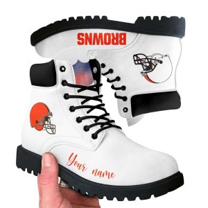 Personalized Browns Football Leather Boots3