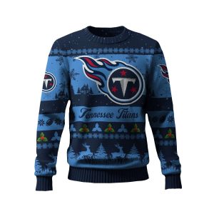 2025 Titans Reindeer Christmas Tree Pattern Ugly Sweater