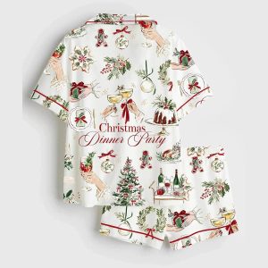 Watercolor Holiday Christmas Dinner Party Festive Champagne Pajama Set1