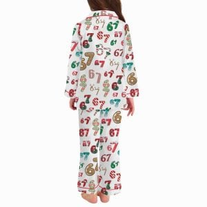 Funny 67 Meme Christmas Silky Satin Pajama Set3