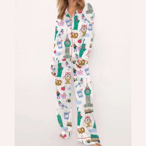 New York City Christmas Silky Satin Pajama Set 1 New York City Christmas Silky Satin Pajama Set1
