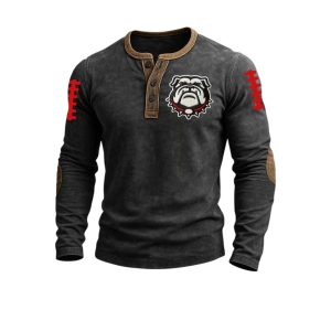 Bulldogs Football Football Print Henley Top3