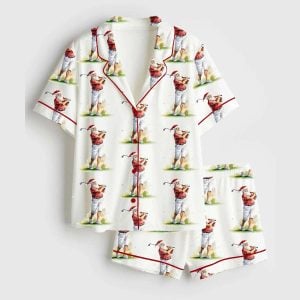 Santa Golfing Christmas Santa Love Golf Sports Pajama Set