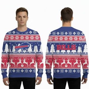 2025 Christmas Bills Reindeer Football Ugly Sweater