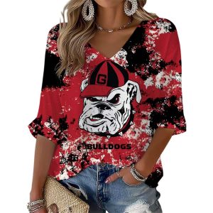 Angry Bulldog Football Tye Dye Waffle Long Sleeve T-Shirt