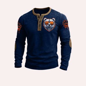 Bears Football Skyline Print Henley Top