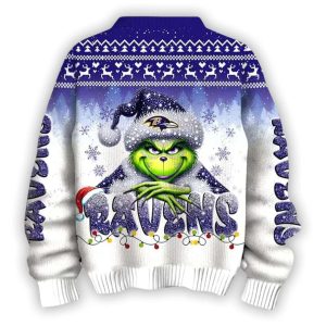 2025 Ravens x The Grnch Christmas Edition Ugly Sweater1