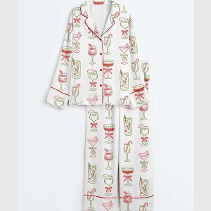 In The Holiday Spirit Christmas Cocktails Festive Party Satin Pajama Set 2 In The Holiday Spirit Christmas Cocktails Festive Party Satin Pajama Set2