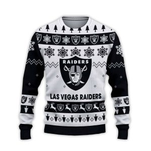 2025 Raiders Football Reindeer Christmas Ugly Sweater1