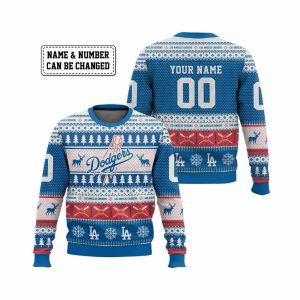 2025 Personalized Dodgers Ugly Christmas Sweater