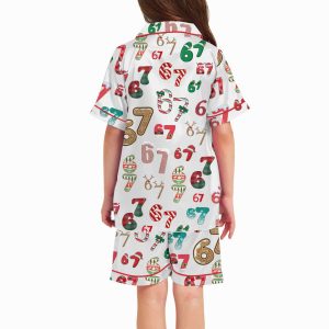 Funny 67 Meme Christmas Silky Satin Pajama Set1