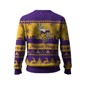 2025 Vikings Reindeer Christmas Tree Pattern Ugly Sweater1