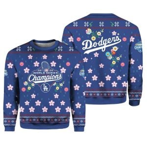 Dodgers x Takashi Murakami 2025 World Series Champions Ugly Christmas Sweater 1