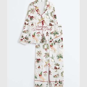 Watercolor Holiday Christmas Dinner Party Festive Champagne Pajama Set2