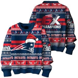 Patriots 6X Champions Christmas Ugly Sweater