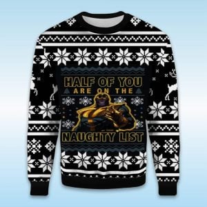 Thanos Marvel Half Of You Are On The Naughty List Ugly Christmas Sweater1