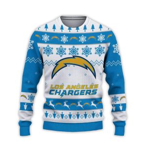 2025 Chargers Football Reindeer Christmas Ugly Sweater1
