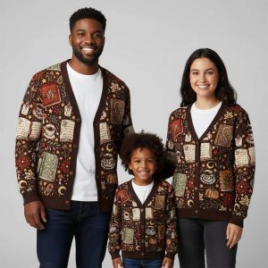 Cozy Autumn Reading Unisex Ugly Cardigan Sweaters2
