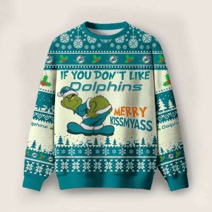 Dolphins Grnch Merry Kissmyass Ugly Sweater