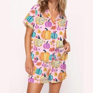 Fall Pumpkin Silky Satin Pajama Set