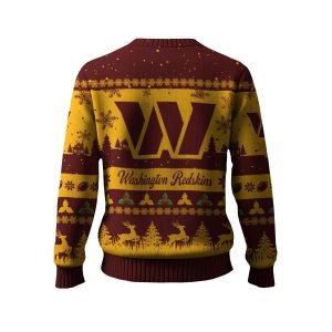 2025 Commanders Reindeer Christmas Tree Pattern Ugly Sweater1