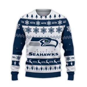 2025 Seahawks Football Reindeer Christmas Ugly Sweater1