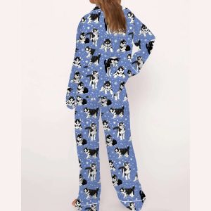 Husky And Snowflakes Silky Satin Pajama Set2
