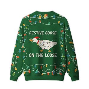 2025 Festive Goose On The Loose Ugly Christmas Sweater 1 Festive Goose On The Loose Ugly Christmas Sweater1