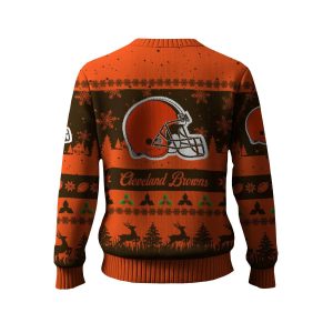 2025 Browns Reindeer Christmas Tree Pattern Ugly Sweater1