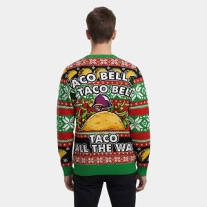 Taco Bell Taco All The Way Funny Mexican Food Christmas Ugly Sweater 2 Taco Bell Taco All The Way Funny Mexican Food Christmas Ugly Sweater2
