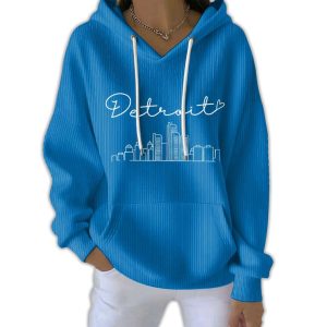 Detroit Football Skyline Pit Striped Hoodie