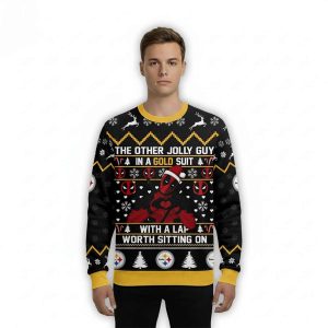 Steelers Deadpool The Other Jolly Guy In A Gold Suit Christmas Ugly Sweater1