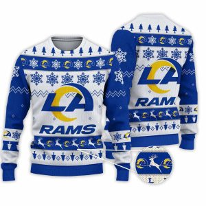 2025 Rams Football Reindeer Christmas Ugly Sweater