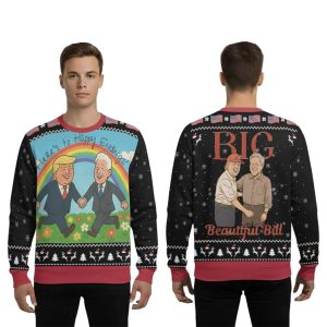 Donald Trump and Bill Clinton Blowing Bubba Ugly Christmas Sweater